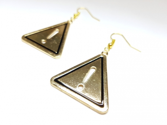 Preview: Ausrufezeichen Ohrringe schwarz goldfarben